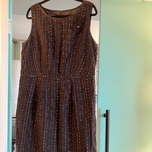 Metallic Tweed Sheath Dress with Floral Detail